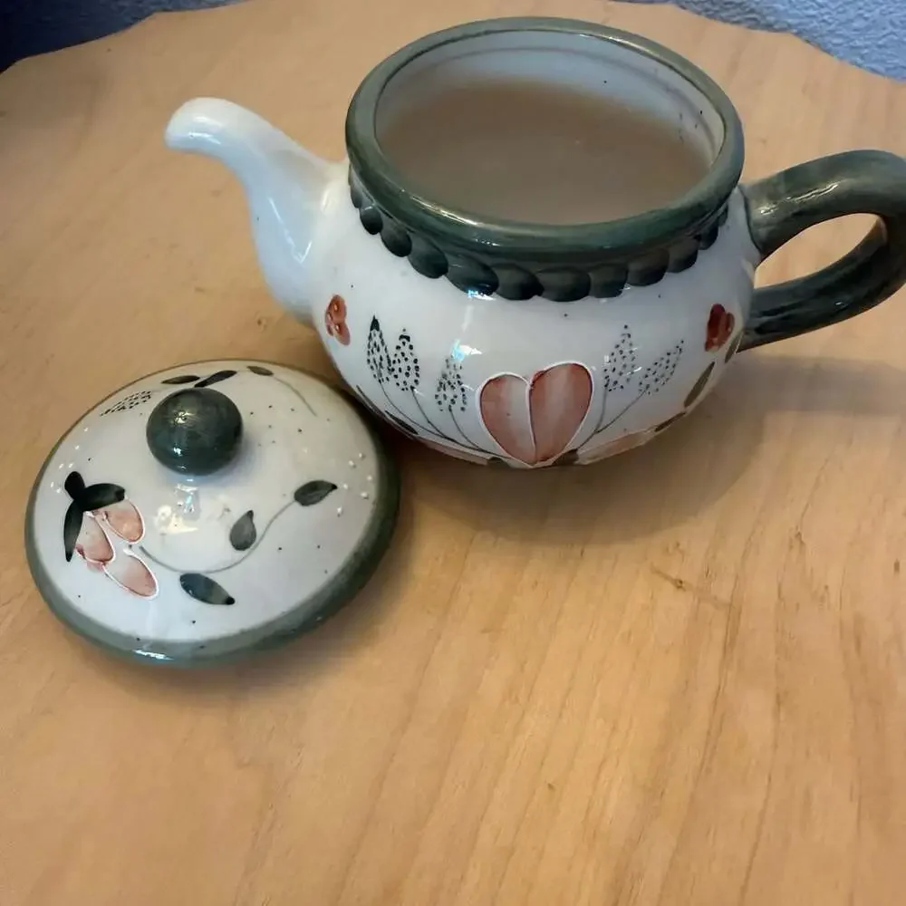 Vintage Hand-Painted Ceramic Decorative Teapot